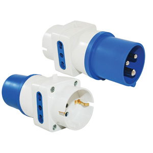 ADAPTATEUR M SCHUKO/ F CEE / 2 FICHES FEMELLES ITALIENNES