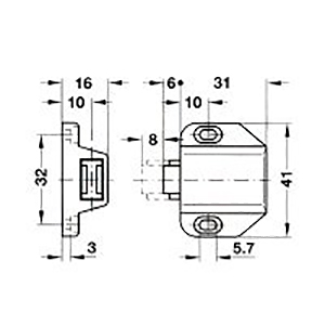 LOQUETEAU MAGNETIQUE TUTCH LATCH PLASTIQUE NOIR