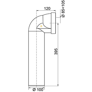 PIPE COUDEE RACCORD MÂLE POUR EVACUATION WC Ø100 MM