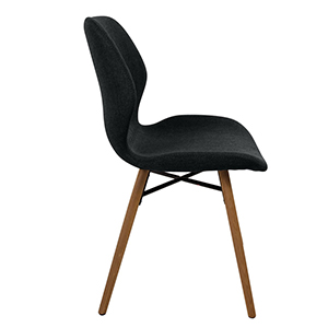 1 CHAISE GARY NOIRE EN TISSU PIED EN CHENE MASSIF VERNIS