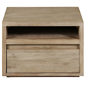 1 CHEVET EN TECK MASSIF 1 NICHE 1 TIROIR 50X40X35CM*