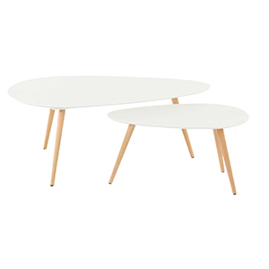 2 TABLES BASSES GIGOGNES BLANCHES 116X66X45 + 75X43X39