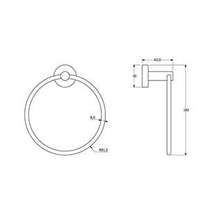 1 ANNEAU PORTE-SERVIETTE CHROME Ø INTERIEUR 85MM