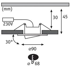 1 SPOT LED ENCASTRABLE ORIENTABLE Ø90MM IP65 6W