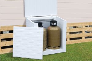 1 COFFRE CACHE PVC BLANC 2 BOUTEILLES GAZ LIVRE EN KIT