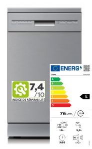 1 LAVE-VAISSELLE 10 COUVERTS SILVER CLASSE E 47 DB