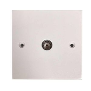 1 PRISE TV COAXIALE A BORDS CARRES, SIMPLE SORTIE, BLANCHE