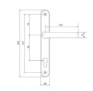1 POIGNEE DE PORTE EN PVC NOIRE ENTRAXE 210 MM