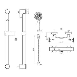 1 KIT COMPLET BARRE DOUCHE + MITIGEUR THERMOSTATIQUE CHROME