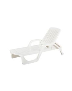 1 CHAISE BAIN DE SOLEIL DOSSIER REGLABLE EMPILABLE BLANCHE