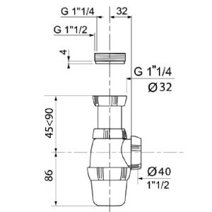 1 SIPHON LAVABO SORTIE D40 REGLABLE