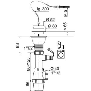 1 SIPHON + BONDE + BOUCHON D60 AVEC PRISE DE MACHINE A LAVER