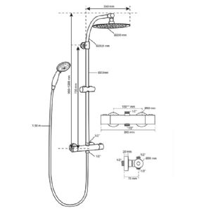 1 COLONNE DE DOUCHE AVEC MITIGEUR THERMOSTATIQUE CHROME