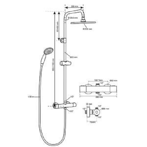 1 COLONNE DE DOUCHE AVEC MITIGEUR THERMOSTATIQUE NOIR