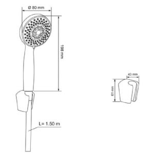 1 COMBINE DOUCHETTE + FLEXIBLE CHROME 1,5M 1/2" (15X21MM)