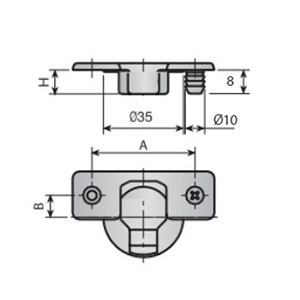 1 CHARNIERE SUR PORTE EN NICKEL A VISSER (A:48/B:6/17MM)