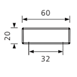 1 PIED DE MEUBLE CARRE EN PLASTIQUE COL. ALU MAT 60X60X20